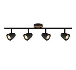 PLAFON ELISE NEGRO CON MADERA 4LUCES GU10