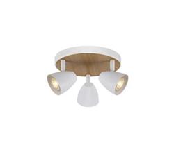 PLAFON ELISE BLANCO CON SIMIL MADERA 3LUCES GU10
