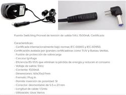 FUENTE SWITCHING       5V 1,5A  7,5W ENCHUFABLE