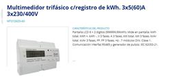MEDIDOR TRIF. KWH DIN RS485 H/60A MTS726D5-60 BAW